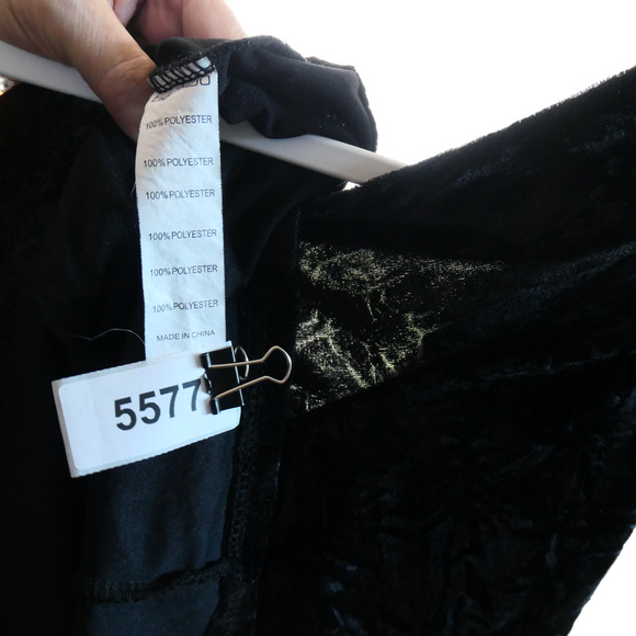 Boohoo Sweater Dress Womens Size 6 8 Black Textured Stretch Velvet Velour Ruched - Picture 10 of 11